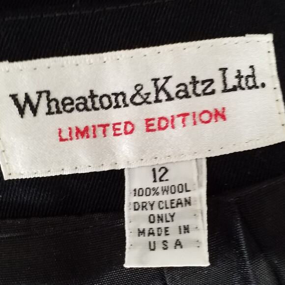 Vintage Wheaton & Katz Ltd Womens Sz 12 Skirt Black Pencil Wool Office Career - Picture 3 of 5